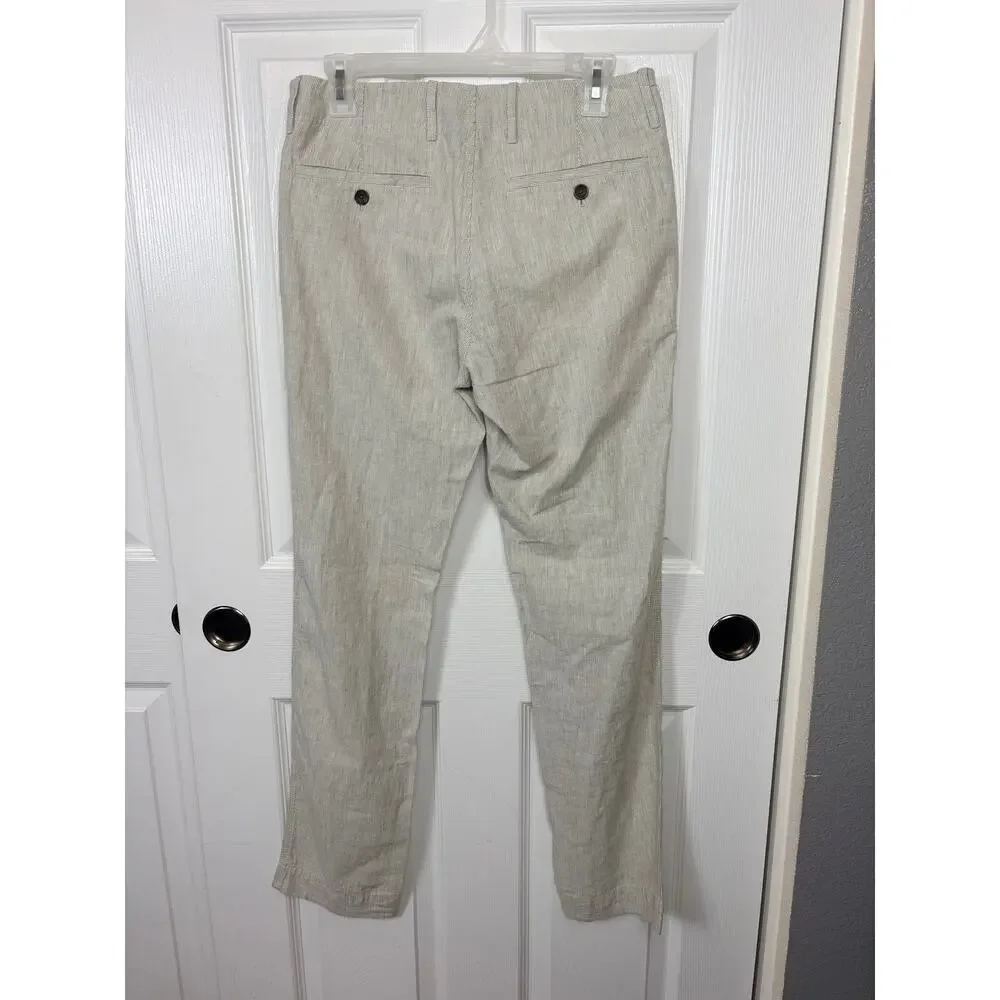 Banana Republic Men's Linen Stripe Neutral Pants Size 29X32 NWT